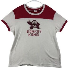 Donkey Kong Shirt Mens 2XL Red Beige Junk Food Retro‎ Nintendo Gamer Graphic Tee